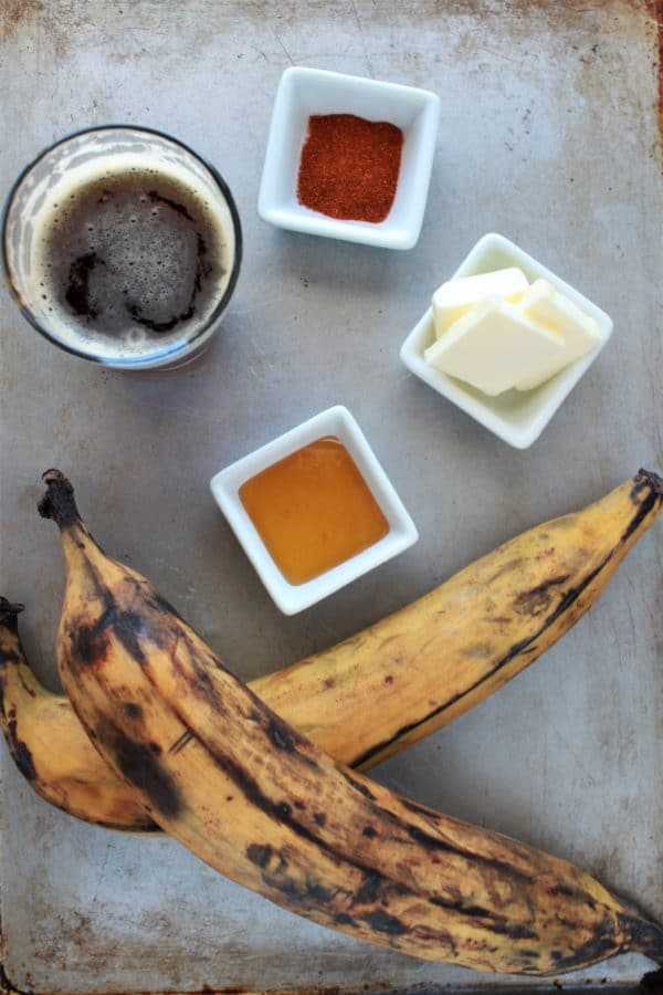 Ingredients for beer glazed grilled plantains