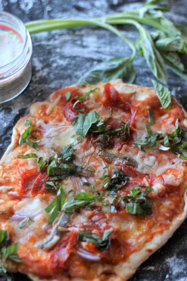 Beer Pizza Crust Red Sauce and Spicy Salami