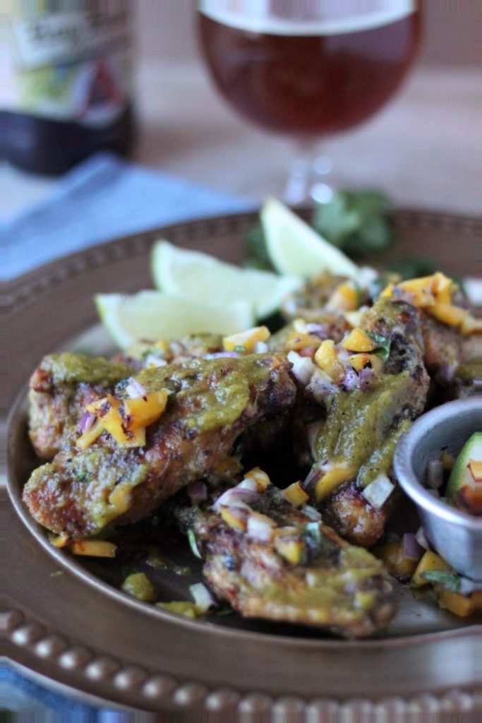 Charcoal Grilled Wings with IPA-Mango-Jalapeno Sauce