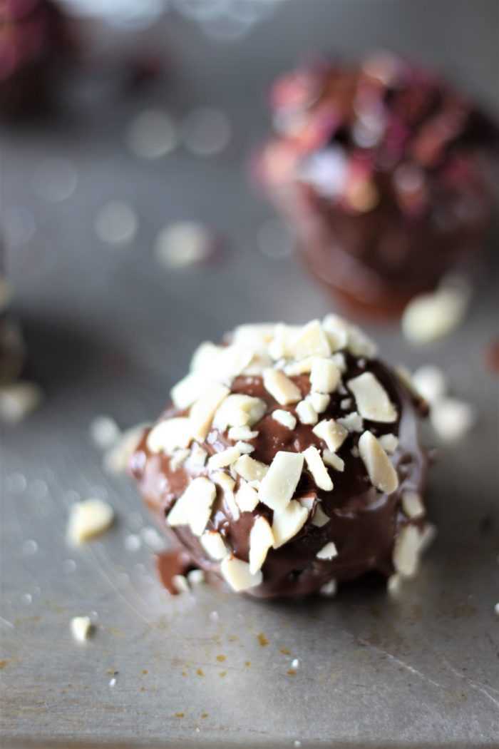 Crushed Almonds on Stout Brownie Pops