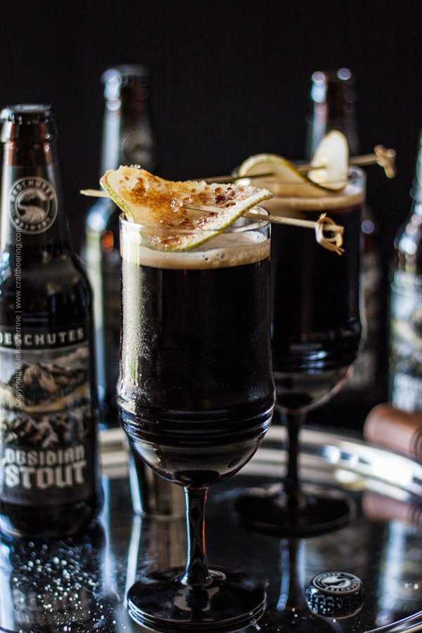 Dragonglass cocktail, Game of Thrones inspired, with Obsidian stout.