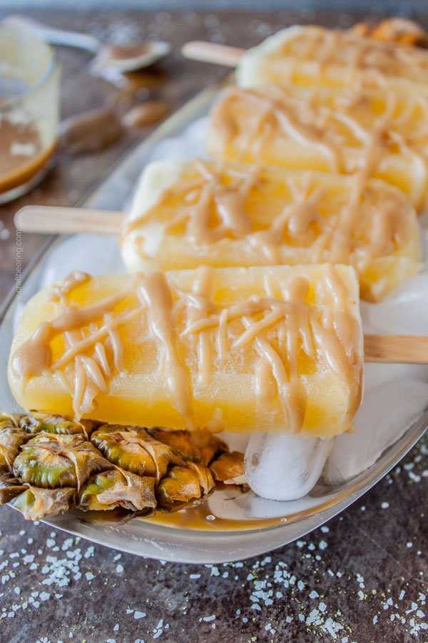 Pineapple IPA Popsicles with Hops Salted Caramel Drizzle