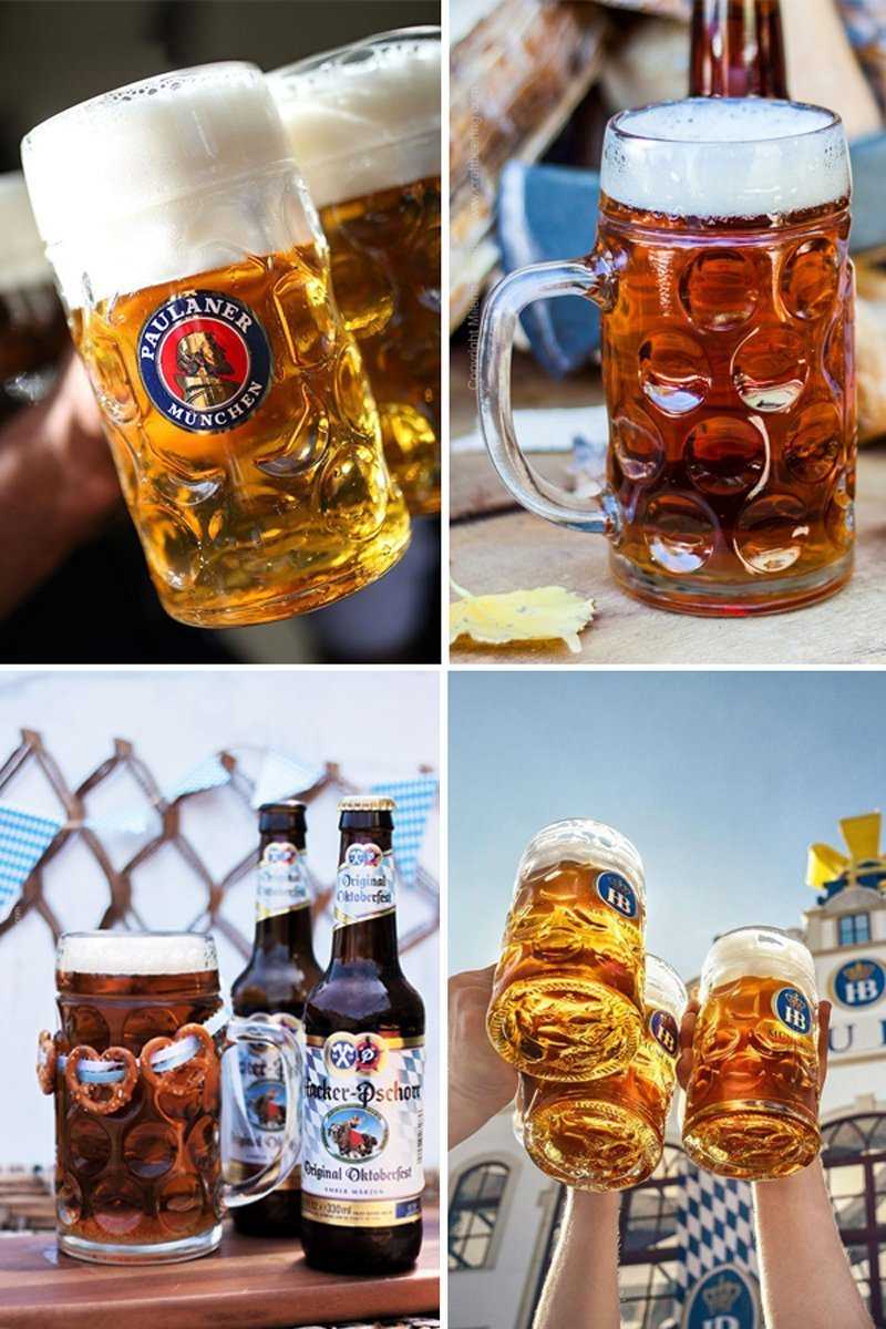 Image grid with Paulaner Oktoberfest beer, Festbier, Marzen and Hofbraeu Oktoberfestbiernd