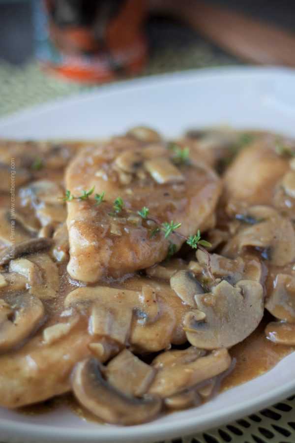 Chicken Beersala. Doppelbock based, gravy like sauce with mushrooms. #chickenbeersala #cookingwithbeer #beergravy