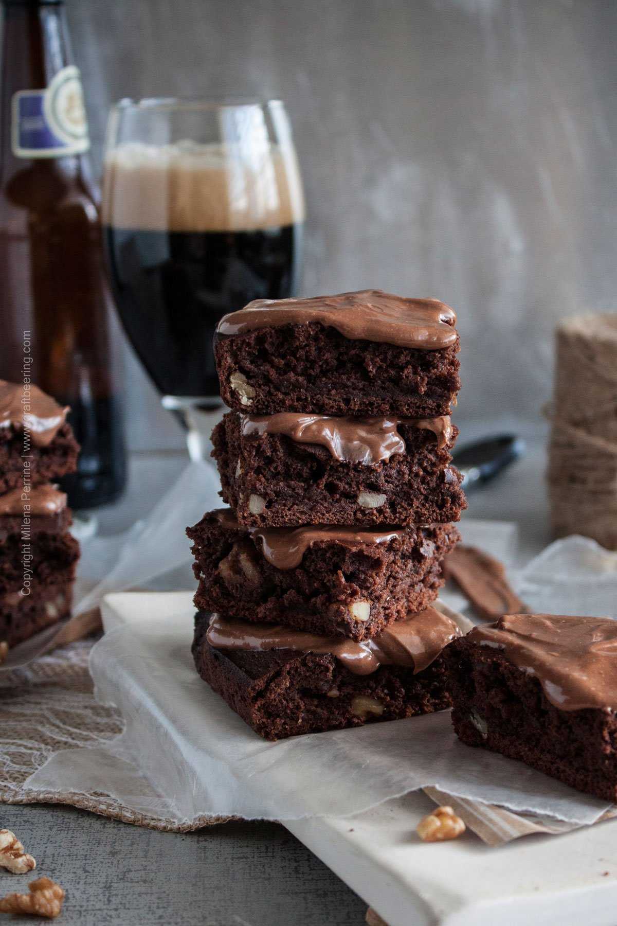 Beer brownies with stout and walnuts. #stoutbrownies #beerbrownies