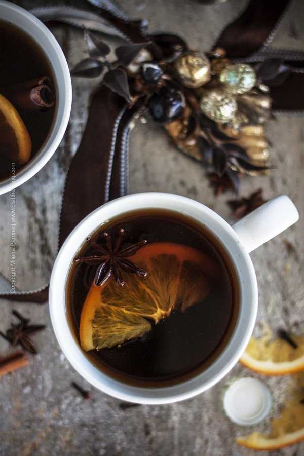 Mulled beer with brandy and spices further flavored by citrus.