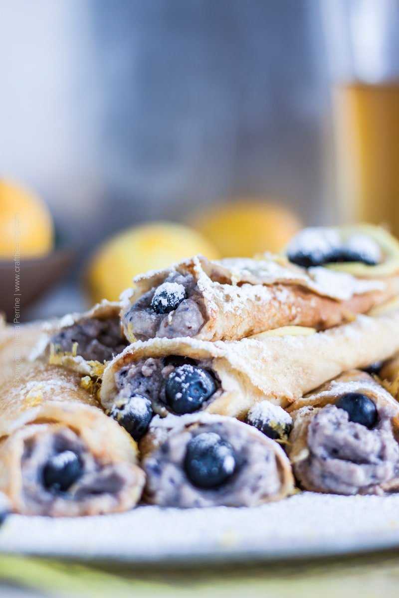 Hefeweizen beer crepes with beautiful lemony & banana notes, and ricotta, blueberries and lemon zest filling. #crepes #beercrepes #cookingwithbeer