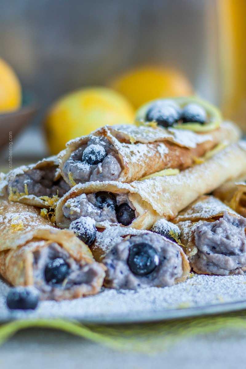 Beer crepes with Hefeweizen, Ricotta, Blueberries and lemon #beercrepes #hefeweizen #cookingwithbeer #craftbeer #crepesrecipe #crepes