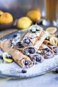 Hefeweizen Crepes with Ricotta, Blueberries & Lemon