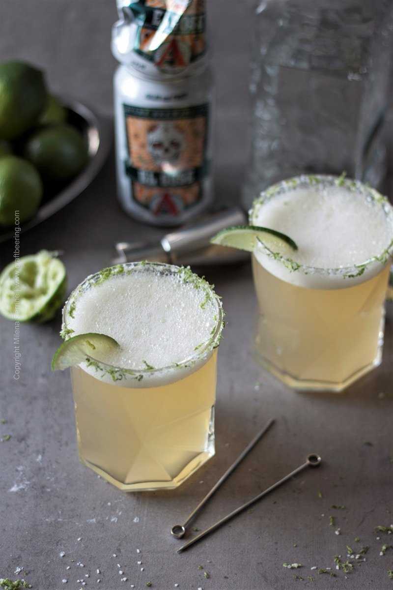 Gose margarita or if you'd rather beergarita is a sprightly beer cocktail with sour gose style ale and vodka. #beercocktail #beermargarita #beergarita #gosemargarita #gose