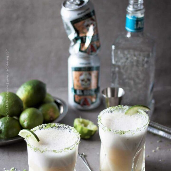 Gose margarita or if you'd rather beergarita is a sprightly beer cocktail with sour gose style ale and tequila. #beercocktail #beermargarita #beergarita #gosemargarita #gose