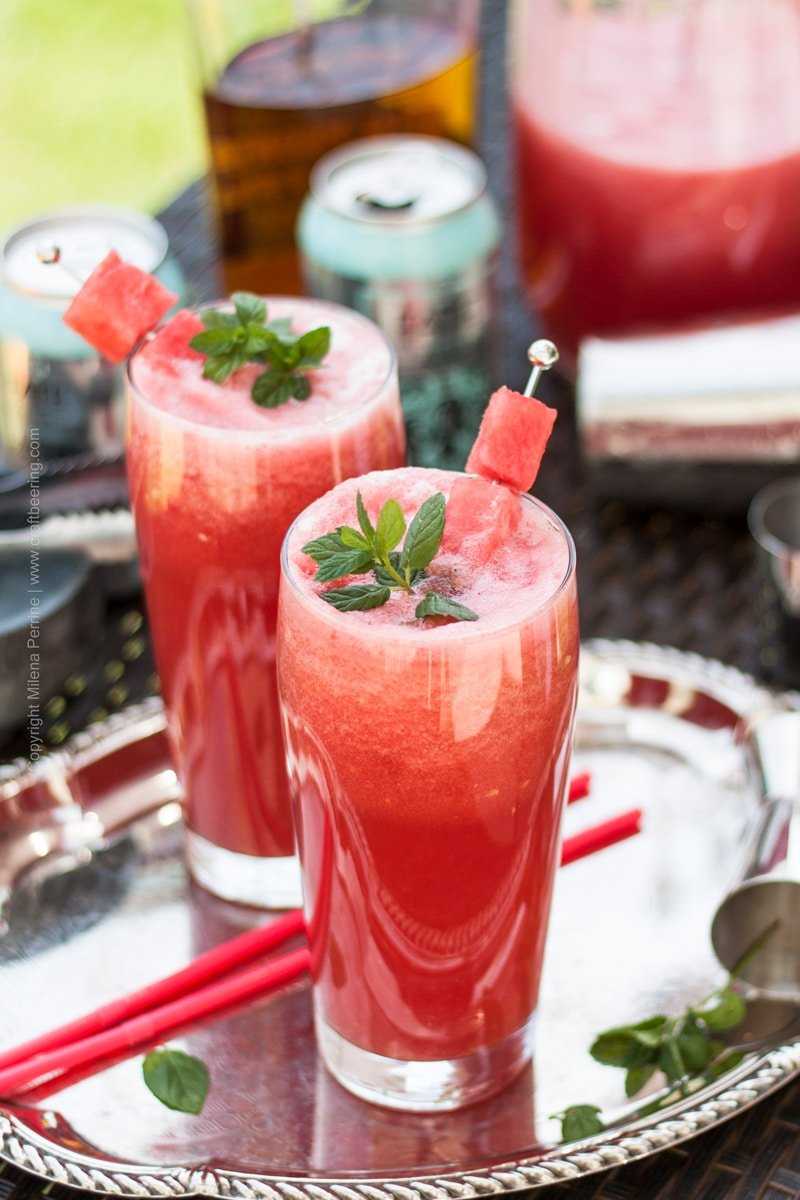 Watermelon cocktail with bourbon and Kolsch. As refreshing as refreshing gets and with a definitive kick. 