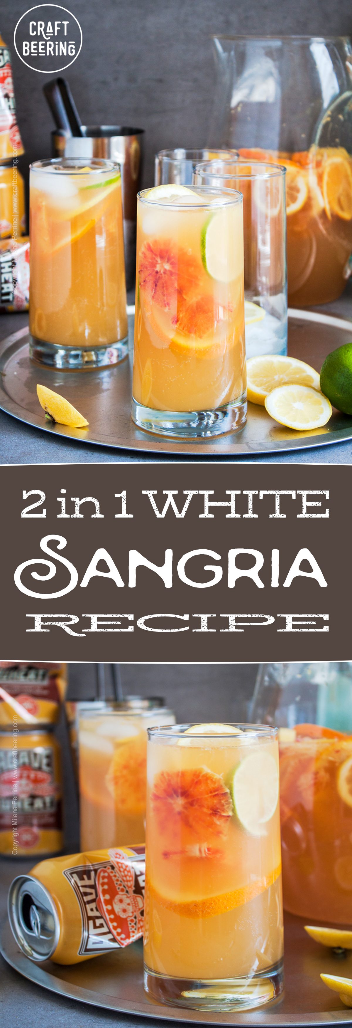 White Sangria 2 in 1 recipe. White rum and white wine or wheat beer, customize fruit and juice according to the wine or beer profiles. #whitesangria #summersangria