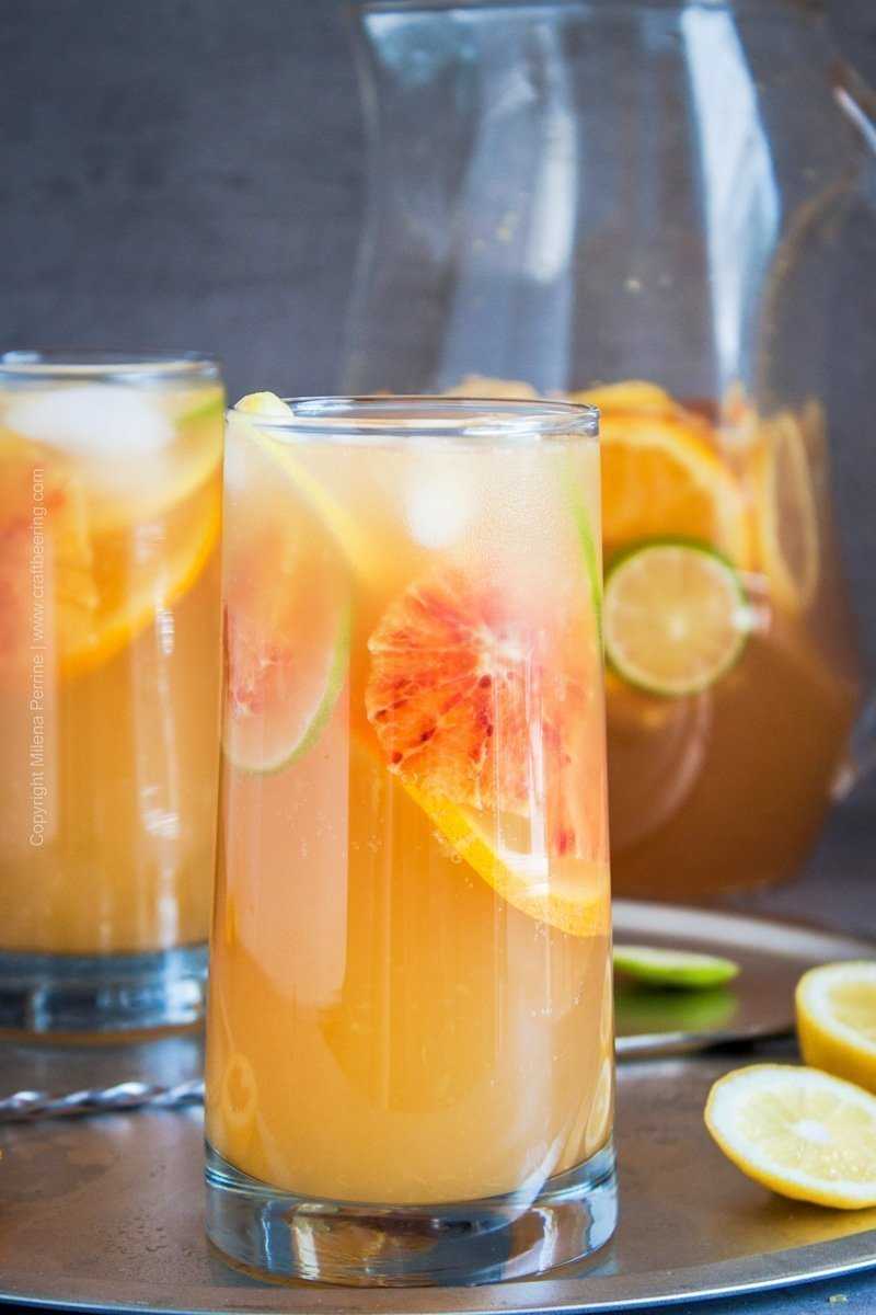 White sangria recipe with agave wheat ale and vibrant citrus
