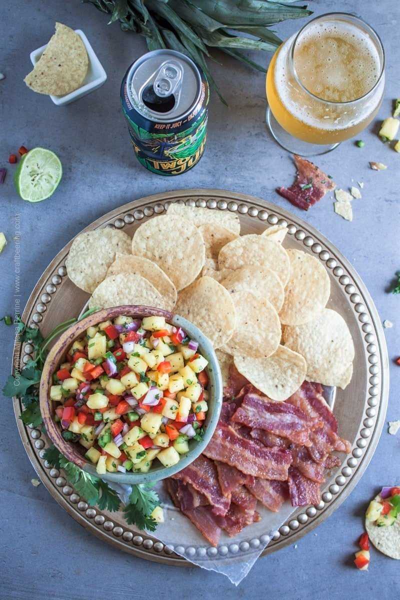 Pineapple salsa for pork, chicken, salmon or simply chips and salsa. Pairs well with tropical IPAs.