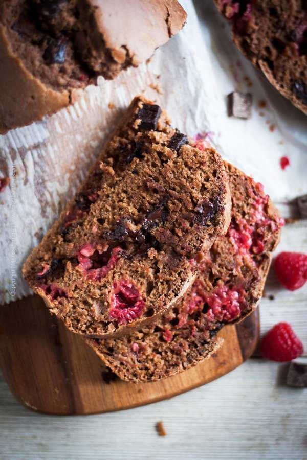 Raspberry bread slices - moist, loaded with flavor and just sweet enough.