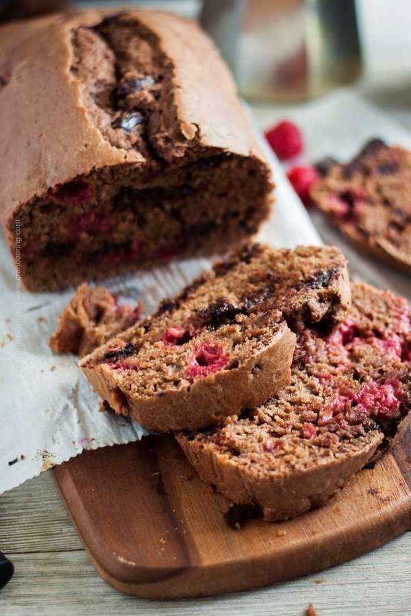 Raspberry Bread - breakfast loaf loaded with fresh raspberries and choc chips. 