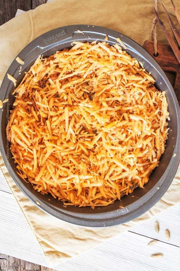 Grated Pie Pumpkin tossed with brown sugar and pumpkin spice