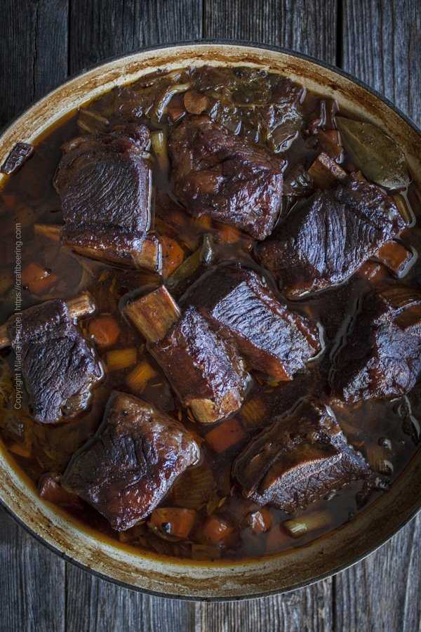 Beer braised short ribs just finished cooking