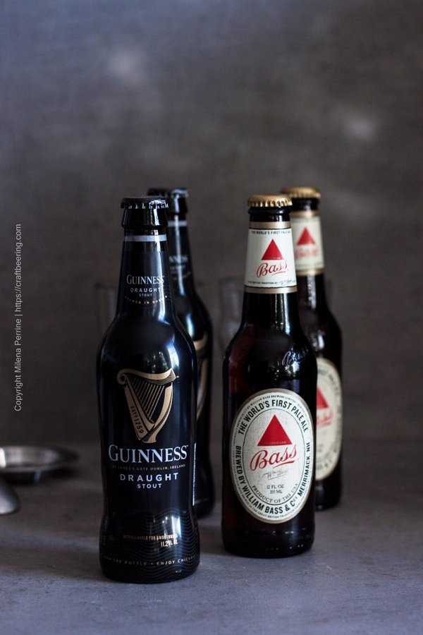Black and Tan Ingredients - Guinness Draught Stout and Bass Pale Ale.
