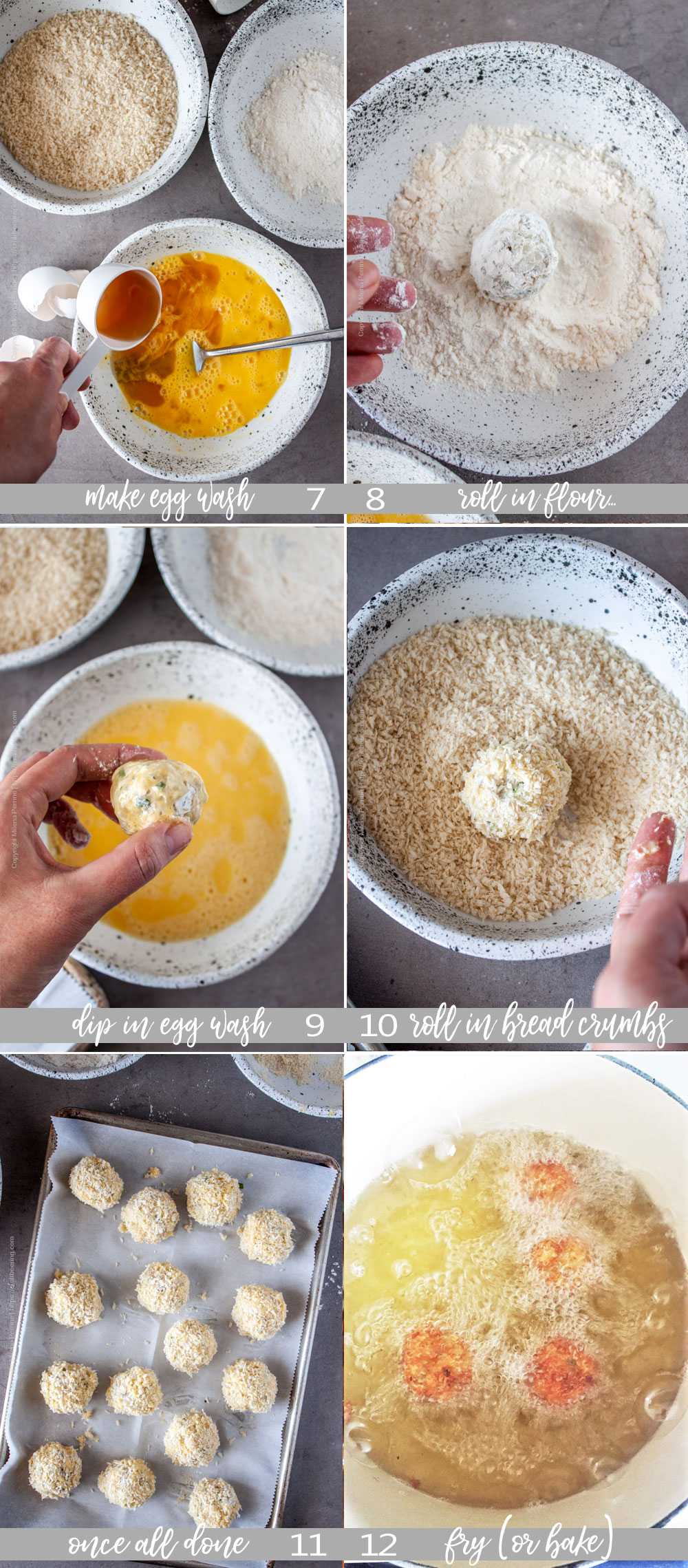 How to bread prepared sauerkraut balls and fry them. 