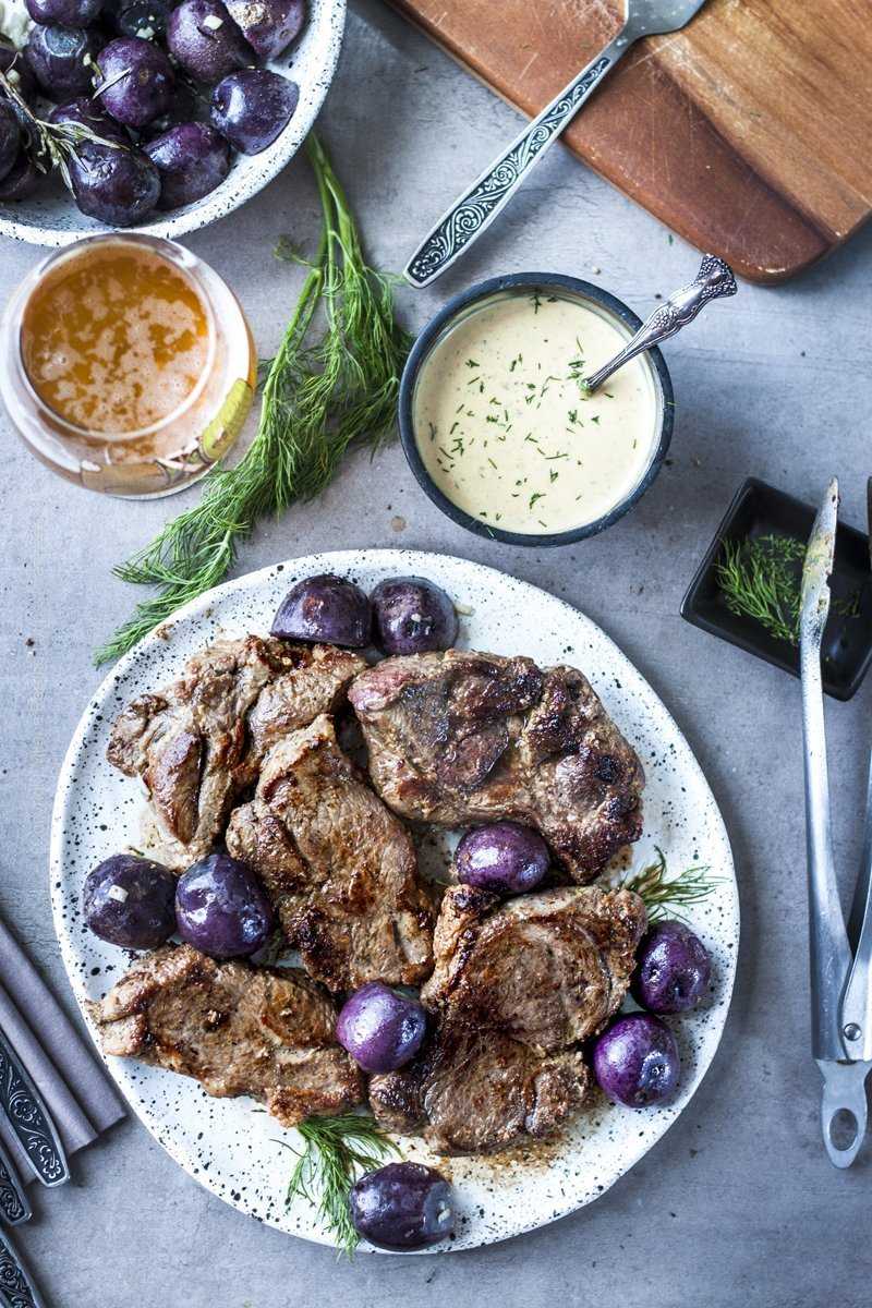 Lamb chops recipe oven with mustard dill sauce.