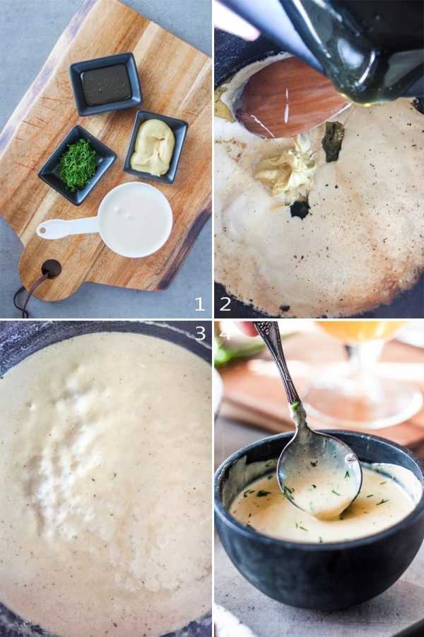 Steps to make creamy dill mustard sauce for salmon