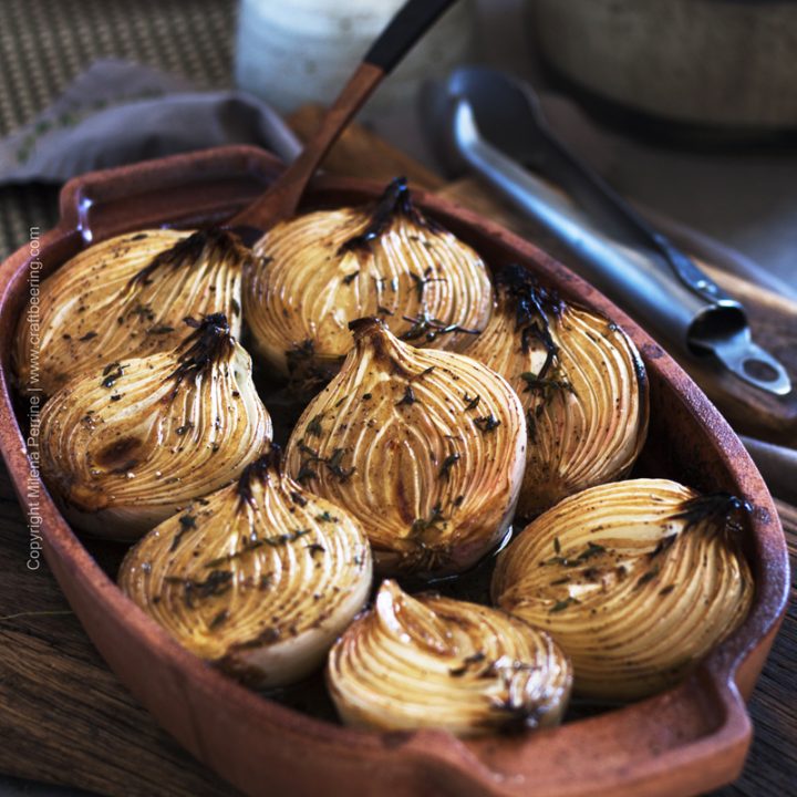 Baked Onion with Balsamic and Sweet Dark Ale