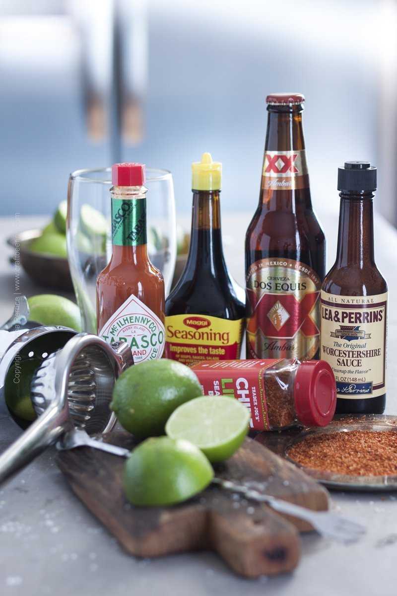 Ingredients to mix an authentic Michelada