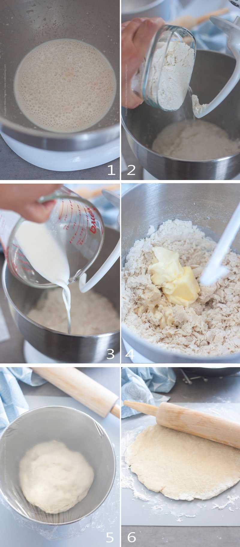 Steps to make the dough for Zwiebelkuchen crust