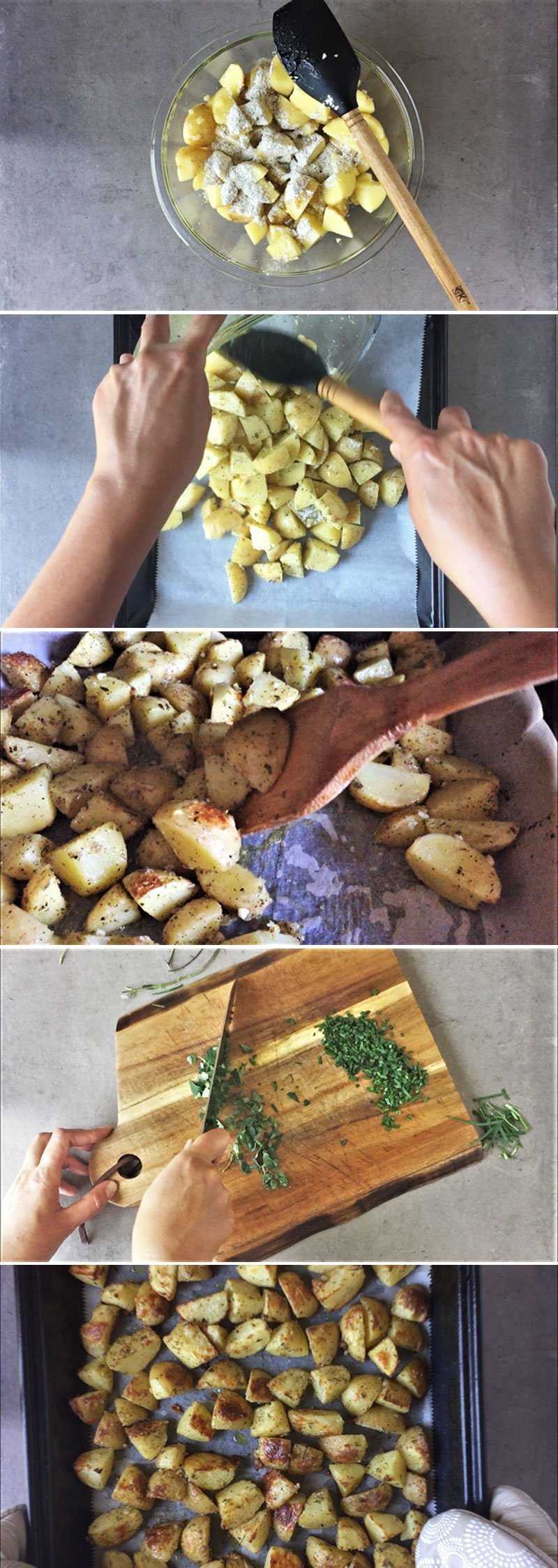 Image sequence - How to roast crispy potatoes with garlic and herbs - part 2