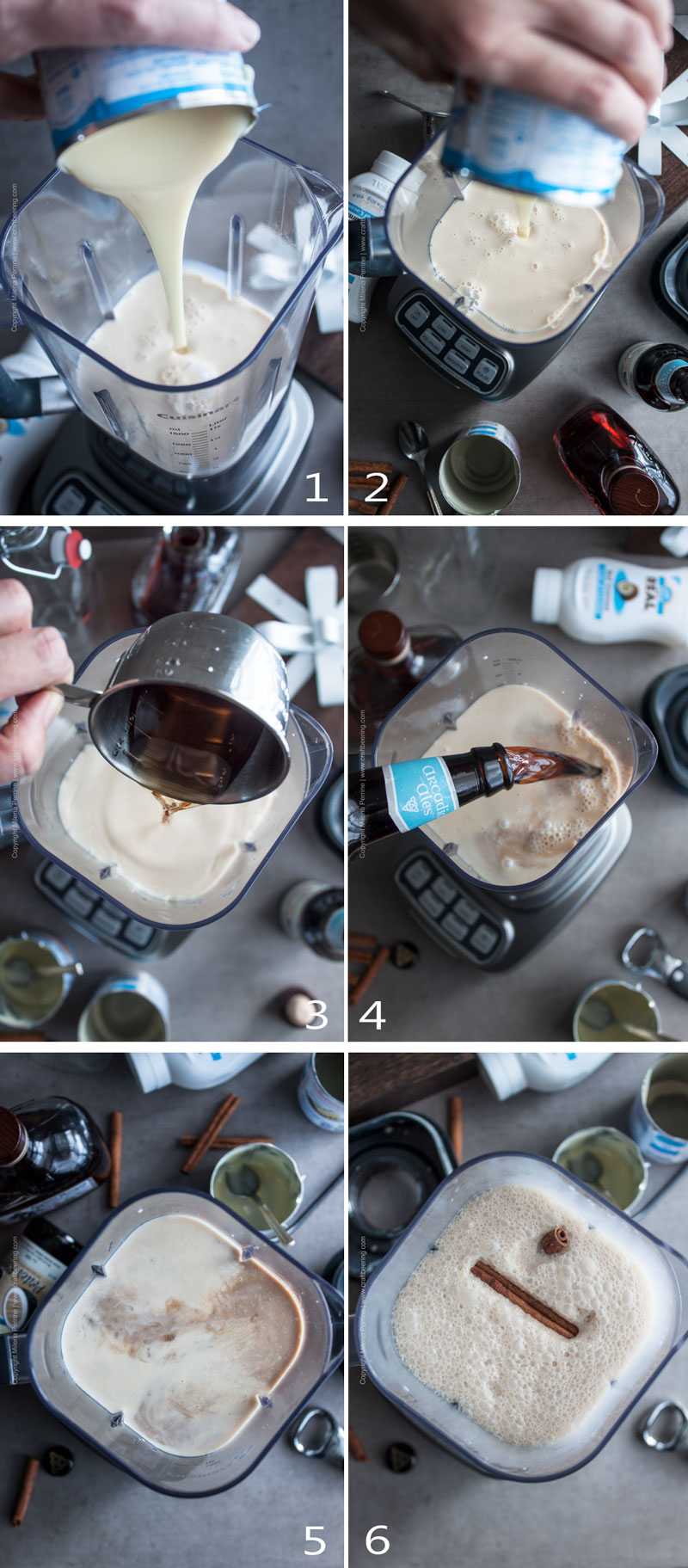 Step by step image sequence on how to mix a cocquito cocktail. 