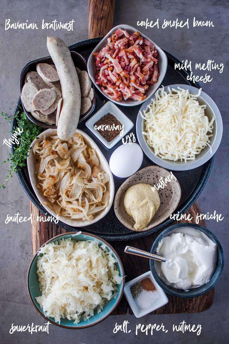 Sauerkraut compatible topping ingredients for sauerkraut pizza. 
