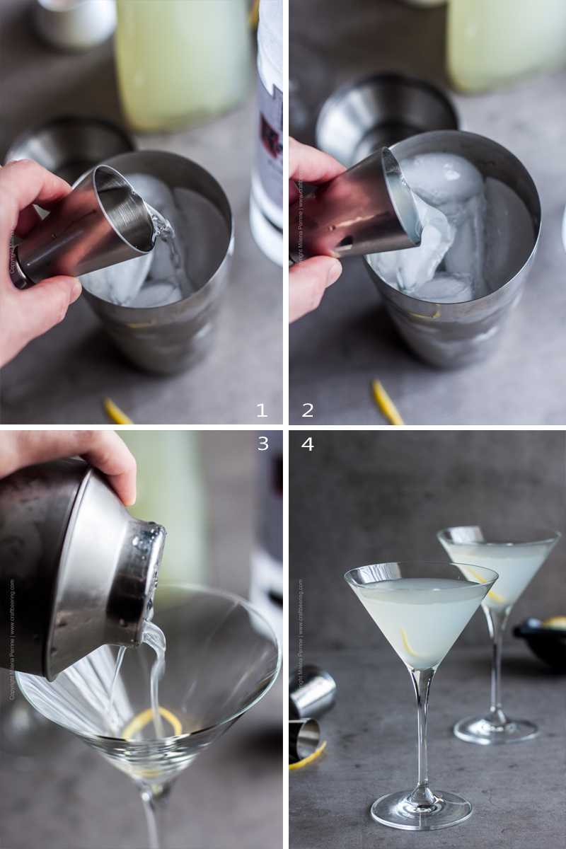 Steps to make shaken sauerkraut martini
