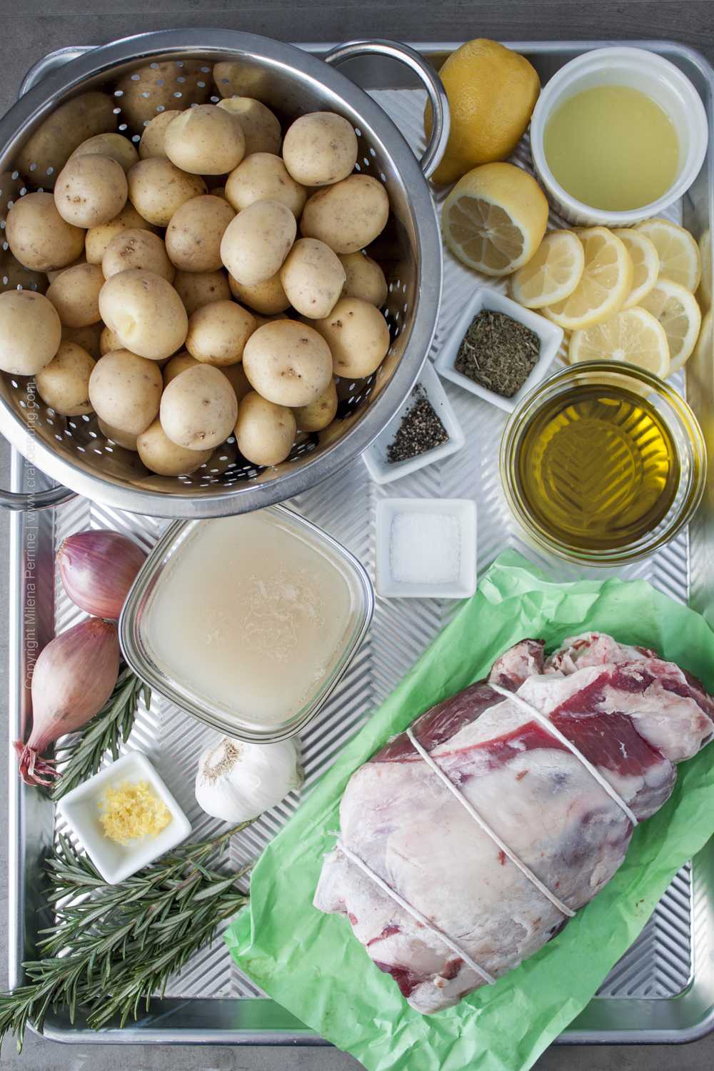 Ingredients for Greek lamb roast. 