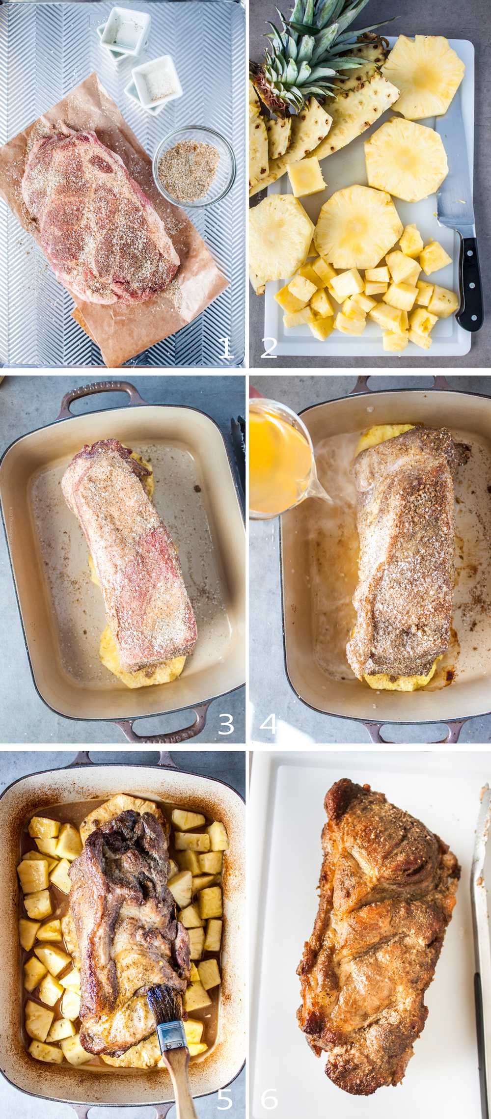 How to make pineapple pork - step by step picture collage.