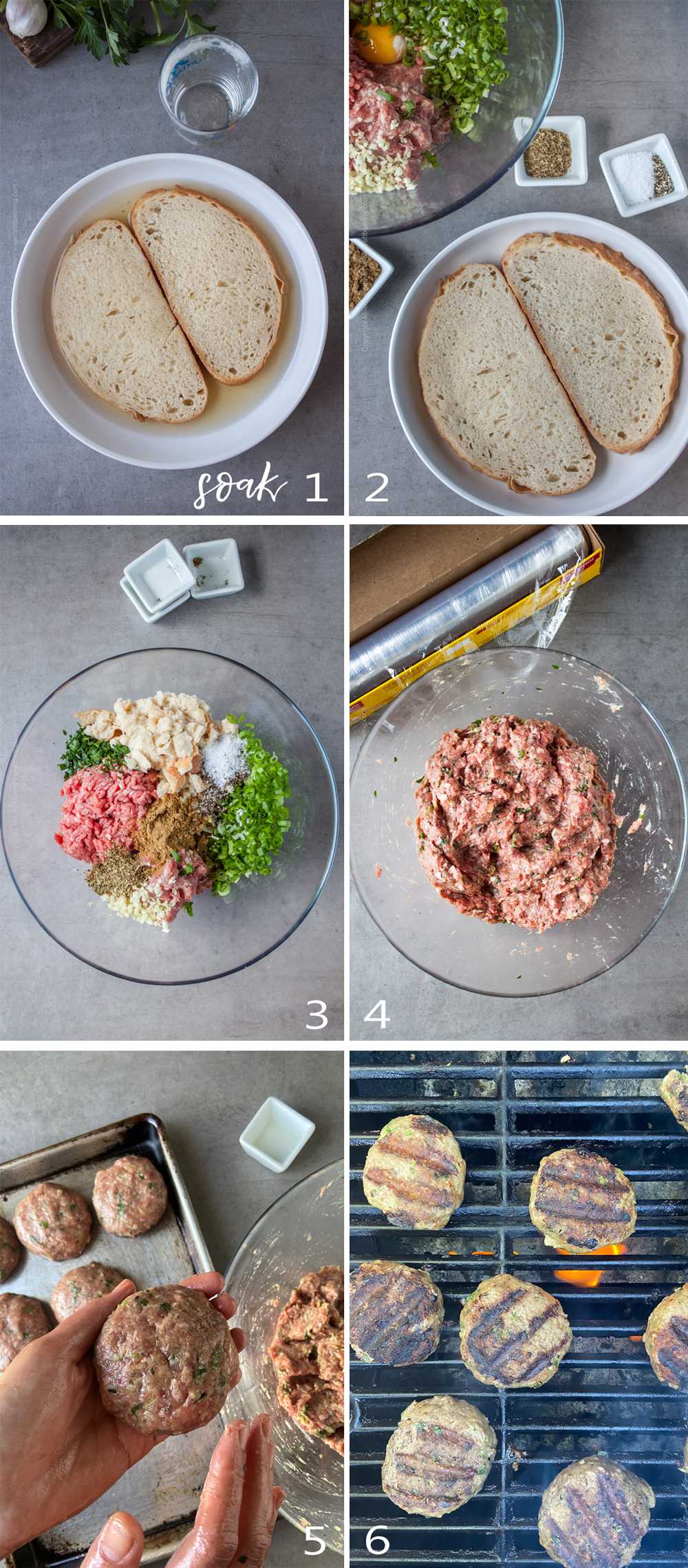 How to mix and grill kofta - step by step image grid. 