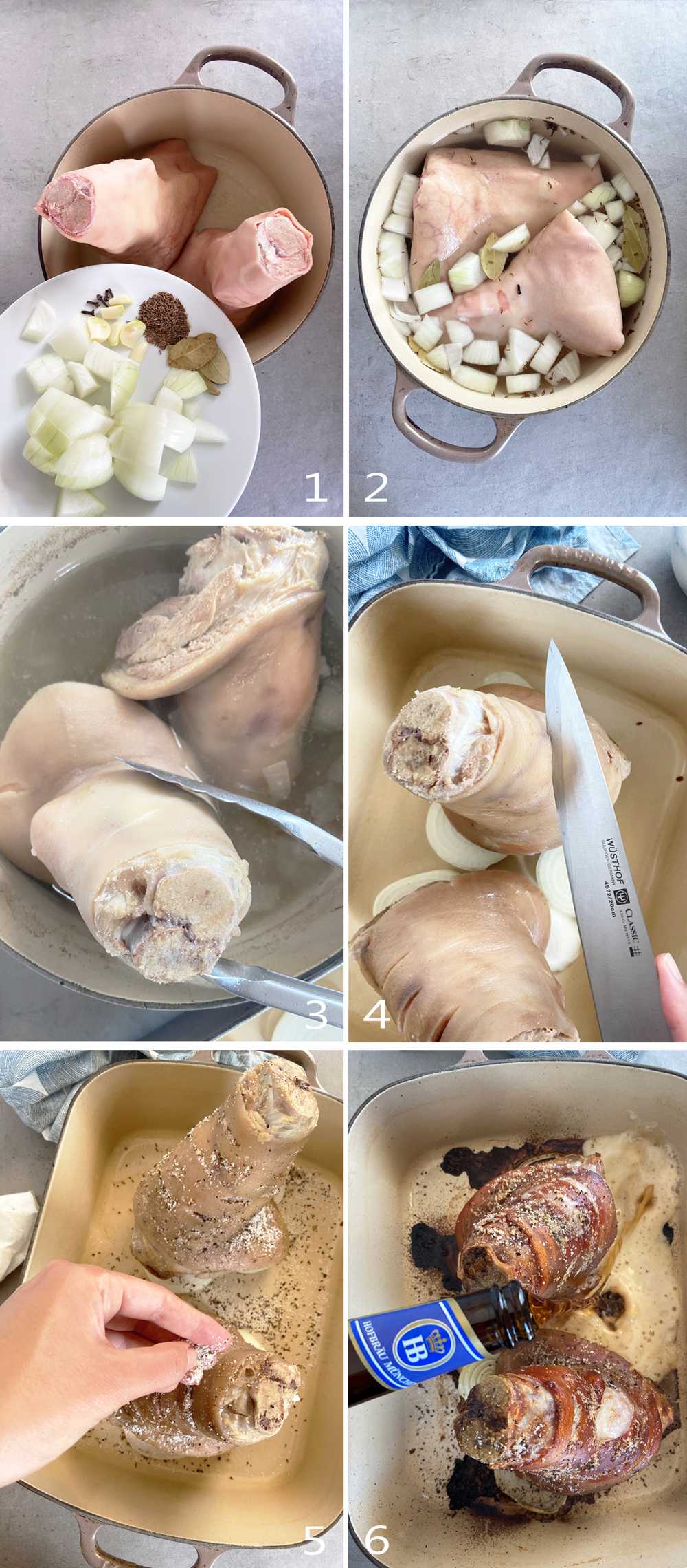 Step by step how to roast German pork hock (Schweinshaxe)