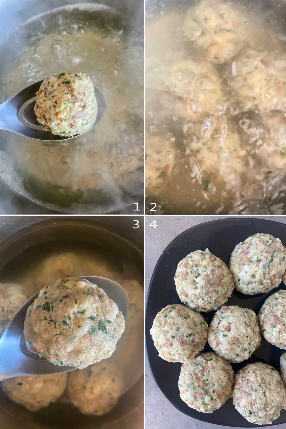 How to cook pretzel dumplings - boil, simmer, scoop out.