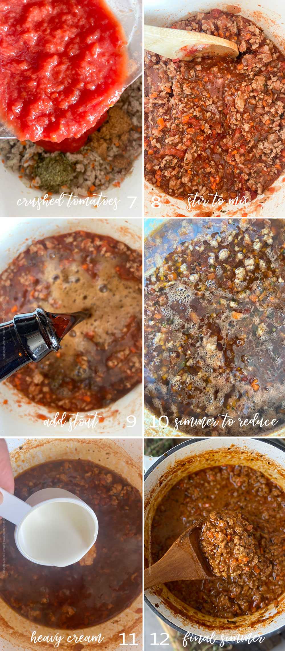 Pasta meat sauce with ground beef - step by step process, part 2. 