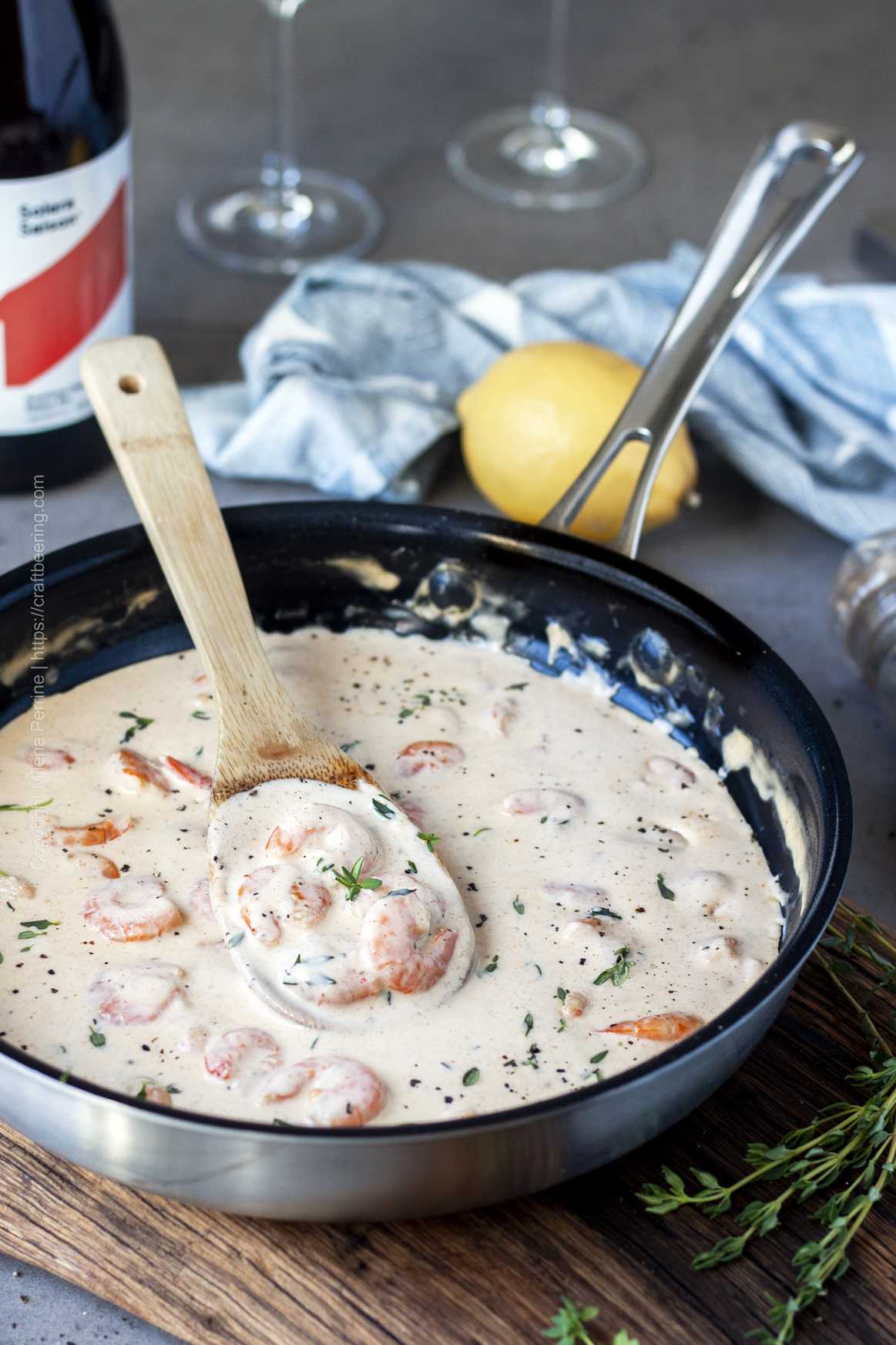 Shrimp cream sauce - just made and ready to serve over pasta, salmon, lobster ravioli and so much more!