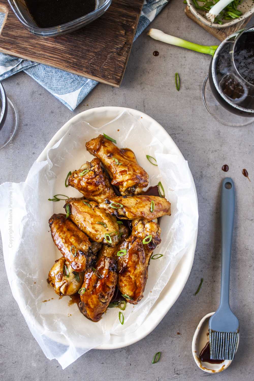 Bourbon chicken wings - delicious bourbon glaze applied over baked chicken wings.