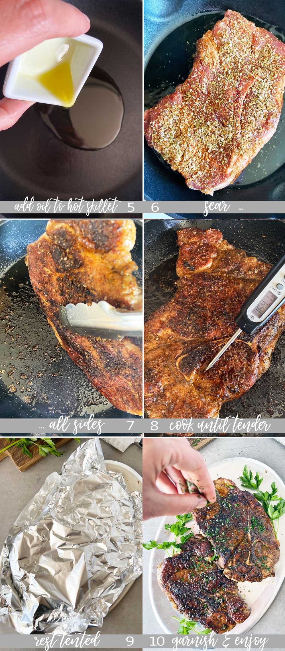 Step by step how to cook pork steak in skillet