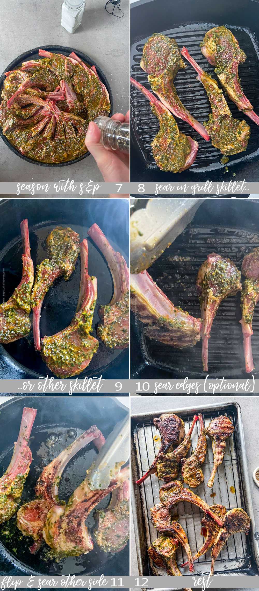 How to pan sear lamb rib chops (grill pan or cast iron skillet)