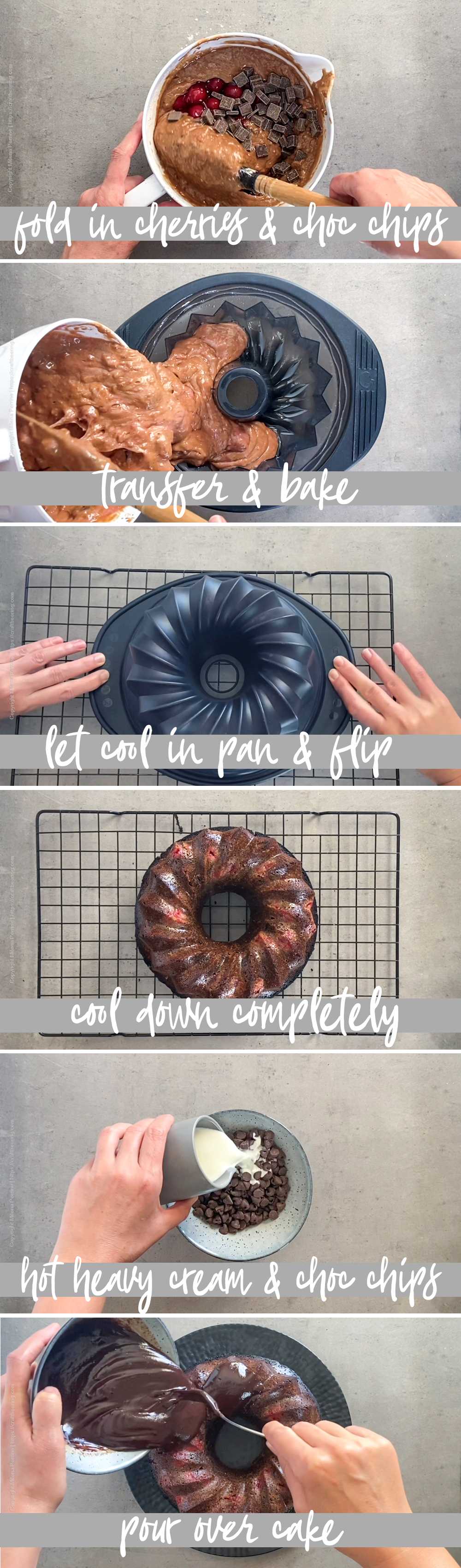 How to make cherry chocolate cake in bundt pan with ganache 