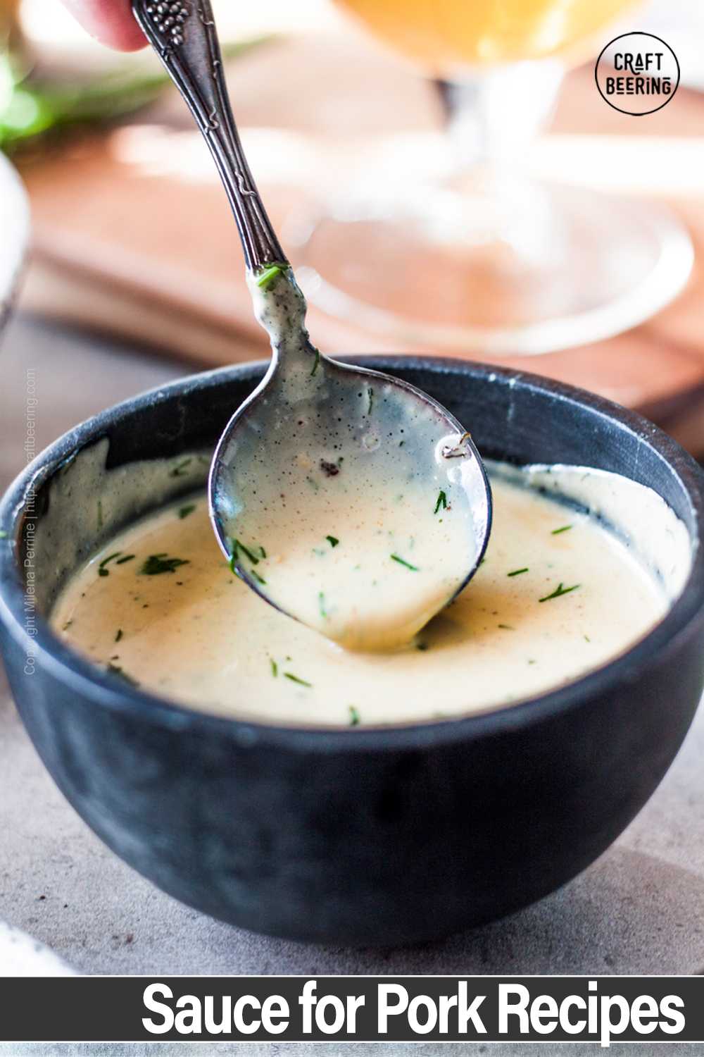 Pork sauce recipe collection. Pictured dijon cream sauce with dill. 