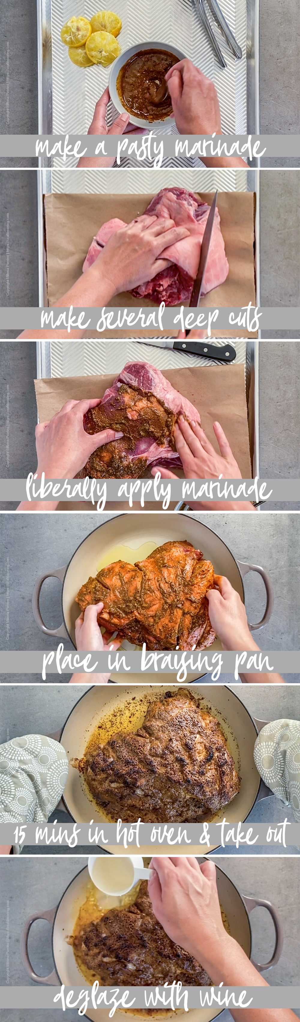 How to prepare a boneless leg of lamb for braising - step by step pictures. 