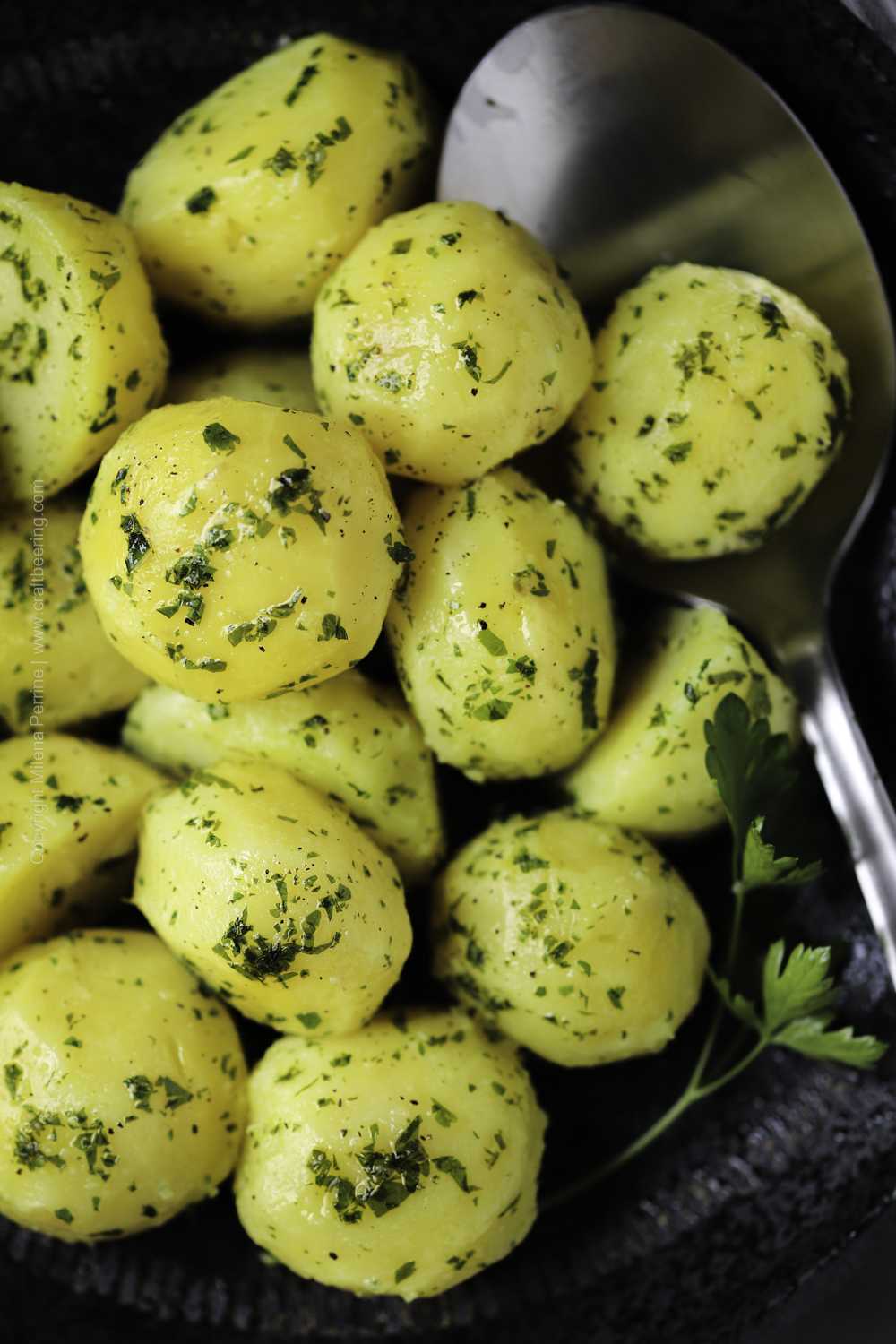 Boiled potatoes parsley butter sauce