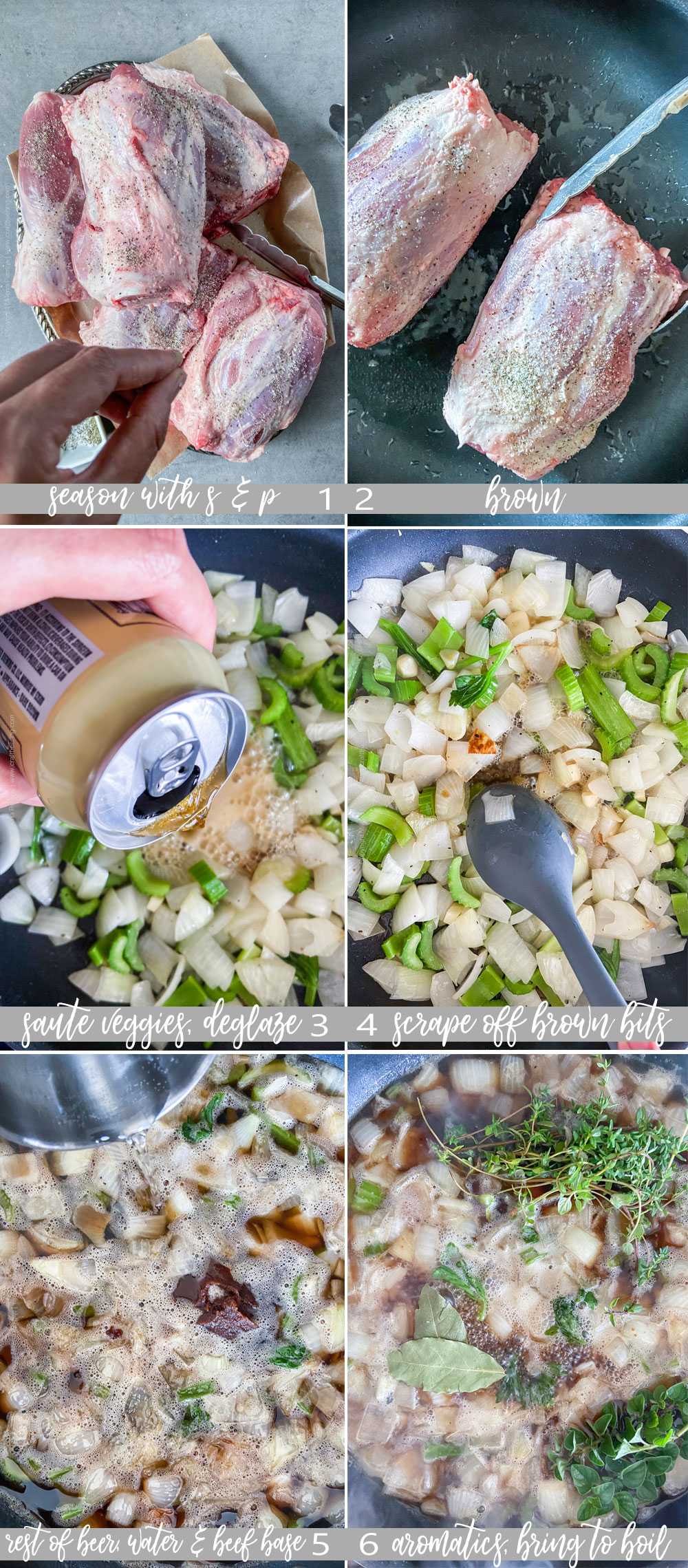 How to braise pork shanks in the oven - step by step image collage - part 1