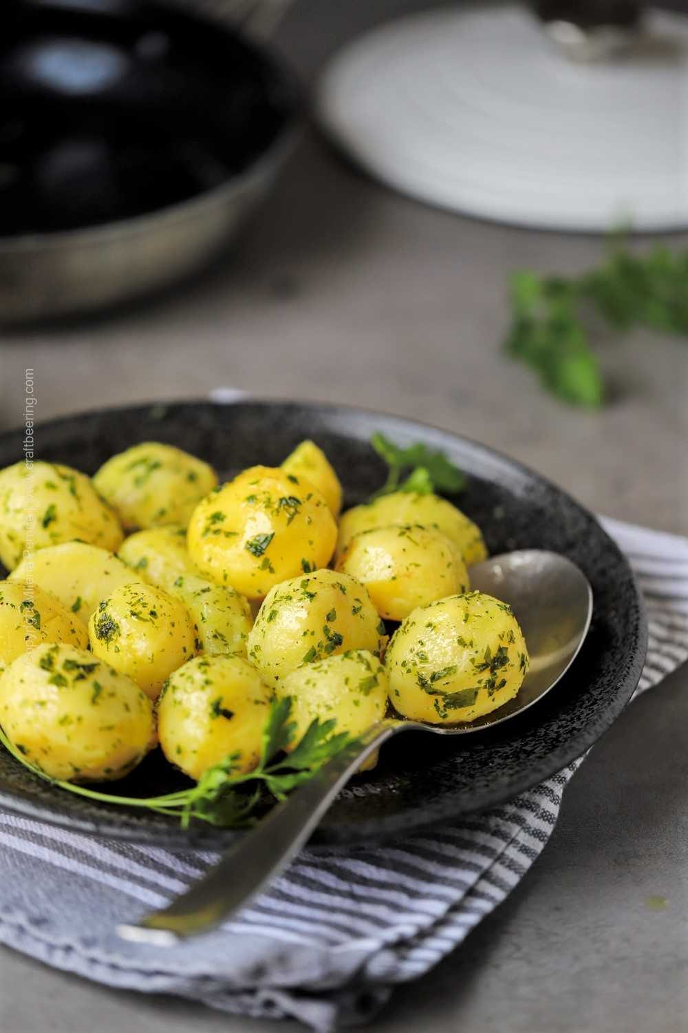 German boiled potatoes tossed in butter and parsley.